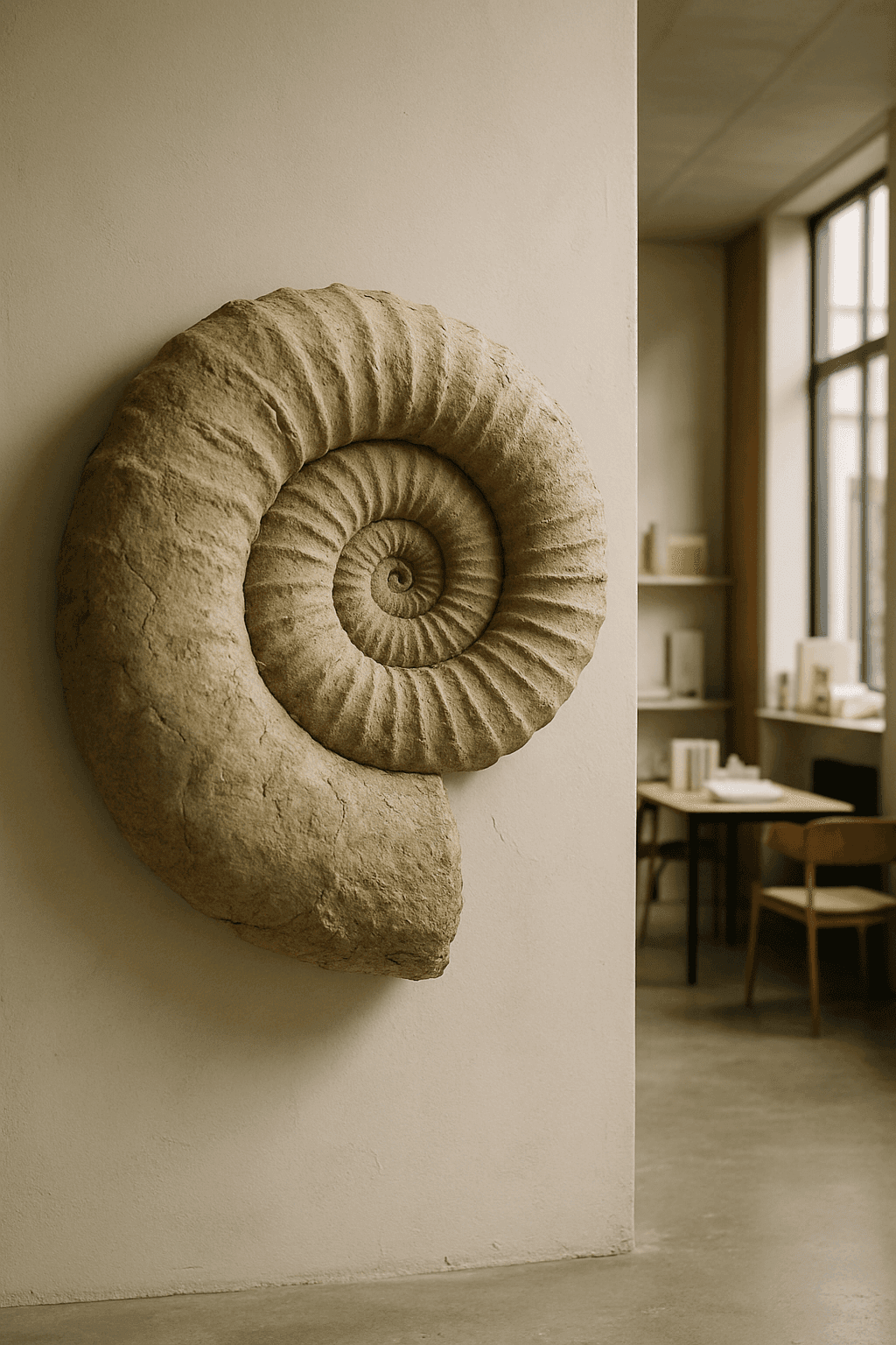 Conceptual illustration of a large ammonite inspired by specimens from Madagascar