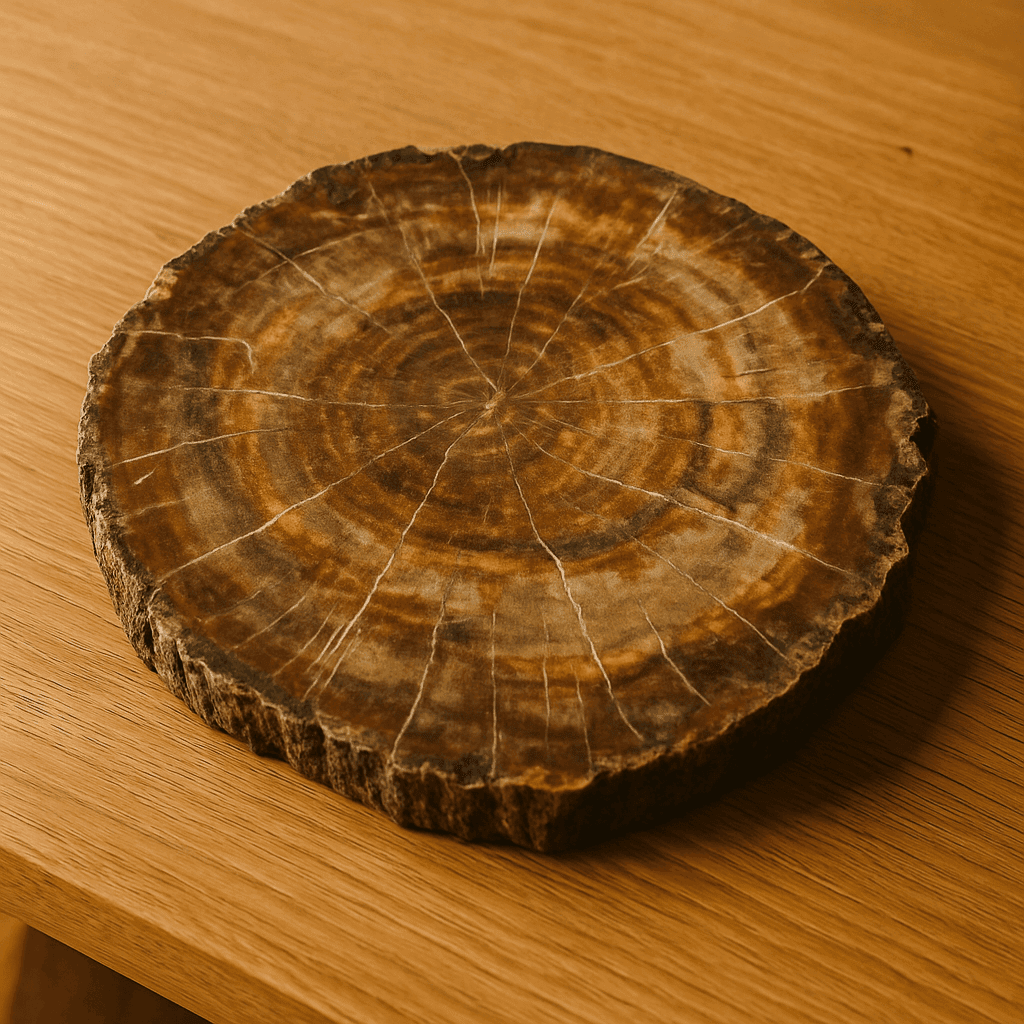 Conceptual illustration of a petrified wood cross-section